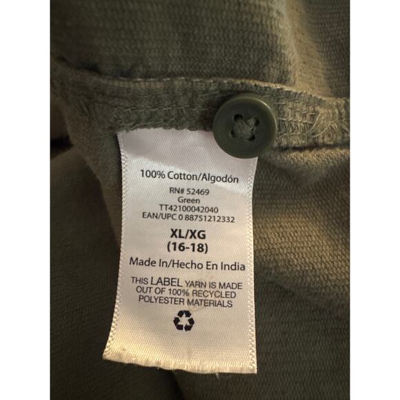 Army Green Corduroy Size XL Tiered Hem Pullover Baby Doll Shirt Dress - Picture 7 of 7